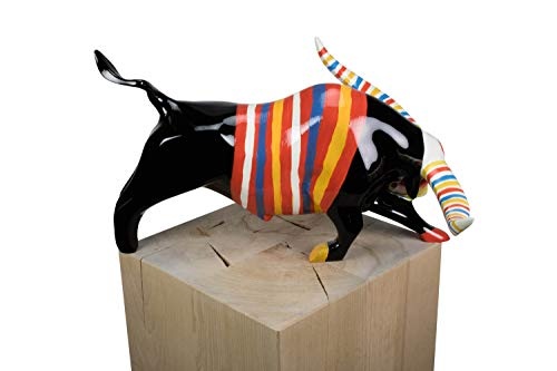 KunstLoft® Skulptur Kraft der Farben in 28x32x46cm | Moderne Kunststein-Figur | Tier Stier bunt | Statue als Unikat - Handgefertigtes Kunstwerk | Schöne Wohnzimmer-Dekoration