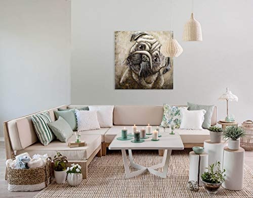 KunstLoft Extravagantes Metallbild 3D Pug Life 80x80x5cm | Design Wanddeko XXL handgefertigt | Unikat Luxus Wandskulptur | Mops Hund Tier Gesicht Grau | Wandbild Relief modern