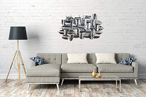 Extravagante KunstLoft® Metall Wandskulptur Argent Armour 70x128x8cm | Design Wanddeko XXL handgefertigt | Luxus Metallbild Wandrelief | Silber Grau Abstrakt Abgerundete Platten | Wandbild modern