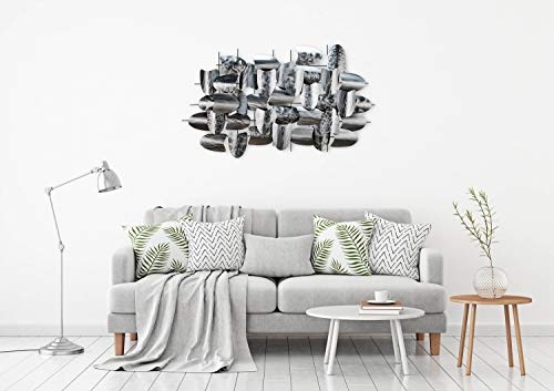 Extravagante KunstLoft® Metall Wandskulptur Argent Armour 70x128x8cm | Design Wanddeko XXL handgefertigt | Luxus Metallbild Wandrelief | Silber Grau Abstrakt Abgerundete Platten | Wandbild modern