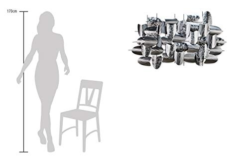 Extravagante KunstLoft® Metall Wandskulptur Argent Armour 70x128x8cm | Design Wanddeko XXL handgefertigt | Luxus Metallbild Wandrelief | Silber Grau Abstrakt Abgerundete Platten | Wandbild modern