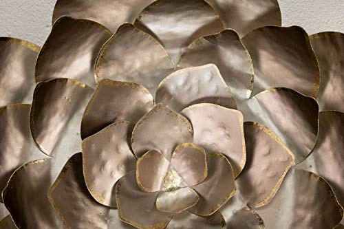 KunstLoft Extravagante Metall Wandskulptur Wüstenrose 55x55x9cm | Design Wanddeko XXL handgefertigt | Luxus Metallbild Wandrelief | Modern Rose Blütenblätter Kupfer | Wandbild modern