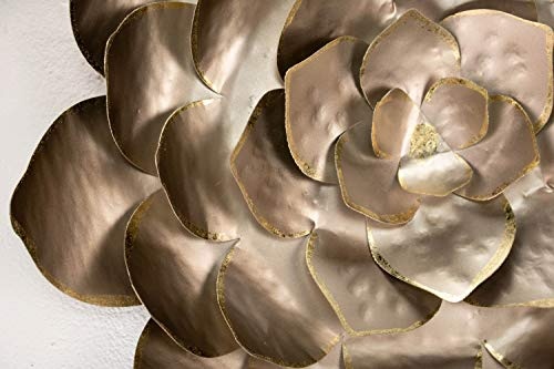KunstLoft Extravagante Metall Wandskulptur Wüstenrose 55x55x9cm | Design Wanddeko XXL handgefertigt | Luxus Metallbild Wandrelief | Modern Rose Blütenblätter Kupfer | Wandbild modern