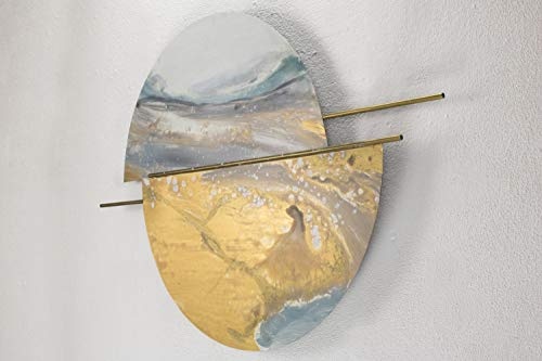 KunstLoft Extravagante Metall Wandskulptur Goldene Mitte 80x60x3cm | Design Wanddeko XXL handgefertigt | Luxus Metallbild Wandrelief | Abstrakt Halbmond Gold Silber | Wandbild modern