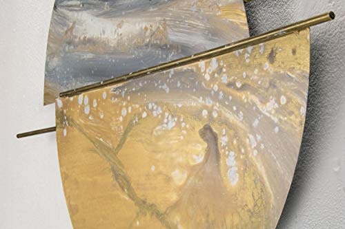 KunstLoft Extravagante Metall Wandskulptur Goldene Mitte 80x60x3cm | Design Wanddeko XXL handgefertigt | Luxus Metallbild Wandrelief | Abstrakt Halbmond Gold Silber | Wandbild modern