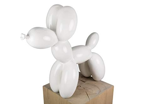 KunstLoft® Skulptur Fly Away in 46x50x18cm | Moderne Kunststein-Figur | Abstrakt Luftballon Hund Groß Weiß Modern | Statue als Unikat - Handgefertigtes Kunstwerk | Schöne Wohnzimmer-Dekoration