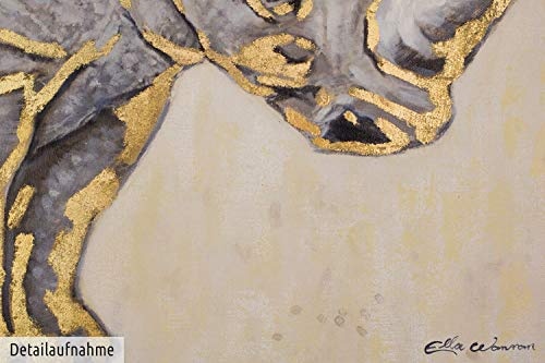 KunstLoft Acryl Gemälde Graue Eminenz  100x75cm | original handgemalte Leinwand Bilder XXL | Nashorn Grau Afrika Savanne Deko | Wandbild Acrylbild moderne Kunst einteilig mit Rahmen