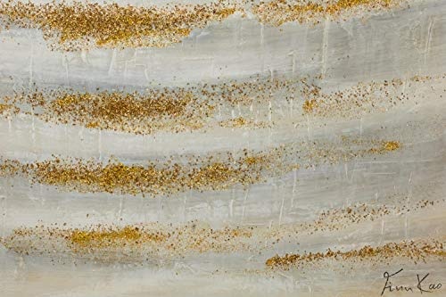KunstLoft® Acryl Gemälde Path to Peace 80x80cm | original handgemalte Leinwand Bilder XXL | Abstrakt Grau Gelb Weiß Gold | Wandbild Acrylbild Moderne Kunst einteilig mit Rahmen