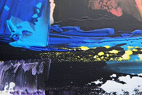 KunstLoft® Acryl Gemälde Città sgargiante 140x70cm | original handgemalte Leinwand Bilder XXL | Abstrakt Modern Gelb Bunt | Wandbild Acrylbild moderne Kunst einteilig mit Rahmen