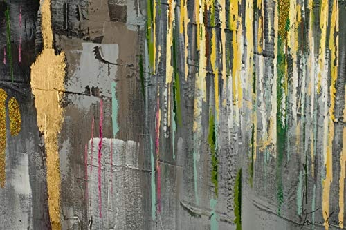 KunstLoft® Acryl Gemälde Coloured Obscurity 120x80cm | original handgemalte Leinwand Bilder XXL | Abstrakt Modern Grau Gelb | Wandbild Acrylbild Moderne Kunst einteilig mit Rahmen