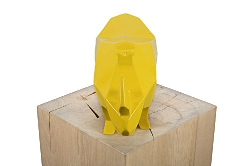 KunstLoft® Skulptur Invincible in 20x40x14cm | Moderne Kunststein-Figur | Modern Nashorn Afrika Stärke Exotisch Gelb | Statue als Unikat - Handgefertigtes Kunstwerk | Schöne Wohnzimmer-Dekoration