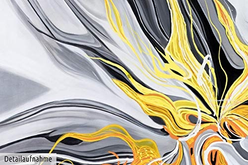 KunstLoft XXL Gemälde Süßer Schall 180x120cm | Original handgemalte Bilder | Abstrakt Grau Gelb Weiß | Leinwand-Bild Ölgemälde Einteilig groß | Modernes Kunst Ölbild