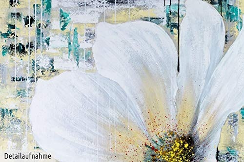KunstLoft XXL Gemälde Zartes Blumenherz 150x150cm | Original handgemalte Bilder | Blüte Weiß Beige Gelb | Leinwand-Bild Ölgemälde Einteilig groß | Modernes Kunst Ölbild