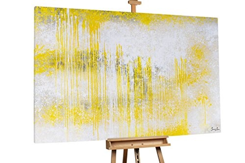 KunstLoft XXL Gemälde Seelenheil 180x120cm | Original handgemalte Bilder | Abstrakt Gelb Weiß | Leinwand-Bild Ölfarbegemälde Einteilig groß | Modernes Kunst Ölfarbebild