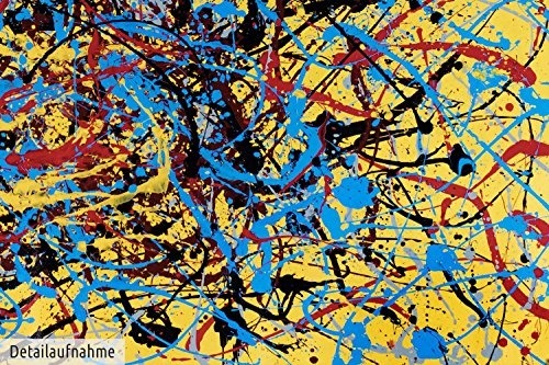 KunstLoft XXL Gemälde Blütenmitte 180x20cm | Original handgemalte Bilder | Abstrakt Gelb Schwarz Linien | Leinwand-Bild Ölfarbegemälde Einteilig groß | Modernes Kunst Ölfarbebild