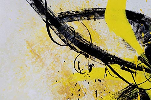 KunstLoft® XXL Gemälde Bienenkönigin 180x120cm | original handgemalte Bilder | Abstrakt Kreise Gelb Schwarz | Leinwand-Bild Ölgemälde einteilig groß | Modernes Kunst Ölbild