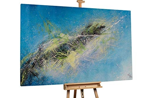 KunstLoft® XXL Gemälde Freudenausbruch 180x120cm | original handgemalte Bilder | Verlauf Abstrakt Gelb Blau | Leinwand-Bild Ölgemälde einteilig groß | Modernes Kunst Ölbild