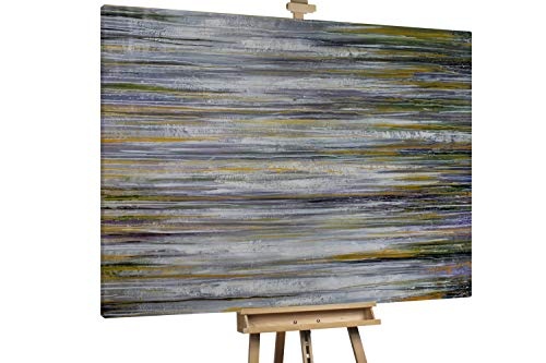 KunstLoft® XXL Gemälde Sunflower Fields 200x150cm | original handgemalte Bilder | Linien Abstrakt Grau Gelb | Leinwand-Bild Ölgemälde einteilig groß | Modernes Kunst Ölbild