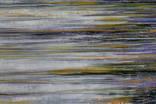KunstLoft® XXL Gemälde Sunflower Fields 200x150cm | original handgemalte Bilder | Linien Abstrakt Grau Gelb | Leinwand-Bild Ölgemälde einteilig groß | Modernes Kunst Ölbild