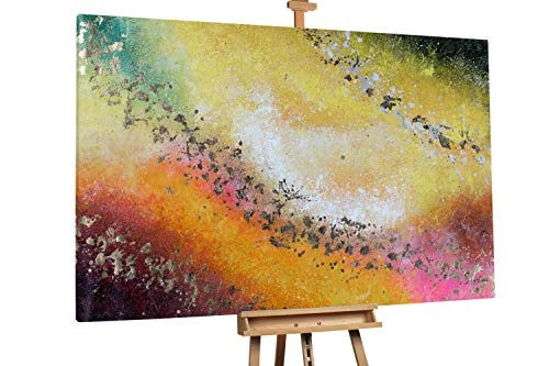 KunstLoft® XXL Gemälde Bunte Galaxien 180x120cm | original handgemalte Bilder | Abstrakt Verlauf Orange Gelb | Leinwand-Bild Ölgemälde einteilig groß | Modernes Kunst Ölbild