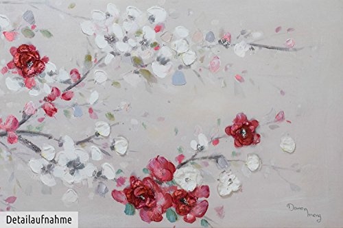 KunstLoft Acryl Gemälde Unvergängliche Blüten 150x50cm | Original handgemalte Leinwand Bilder XXL | AST Rot Frühling | Wandbild Acrylbild Moderne Kunst Einteilig mit Rahmen