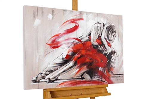 KunstLoft Acryl Gemälde Hingebungsvoll 90x60cm | original handgemalte Leinwand Bilder XXL | Liebe Tanz Erotik Paar Rot | Wandbild Acrylbild moderne Kunst einteilig mit Rahmen