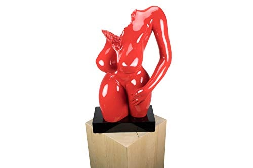 KunstLoft® Skulptur Lady in Red in 60x34x24cm | Moderne Kunststein-Figur | Frau Erotik Akt Rot | Statue als Unikat - Handgefertigtes Kunstwerk | Schöne Wohnzimmer-Dekoration