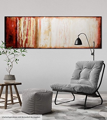 KunstLoft Acryl Gemälde Vagile Virtuosität 150x50cm | original handgemalte Leinwand Bilder XXL | Abstrakt Rot Beige | Wandbild Acrylbild moderne Kunst einteilig mit Rahmen