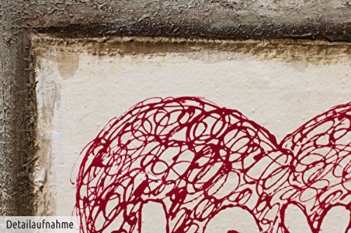 KunstLoft® Acryl Gemälde Framed forever 30x30cm | original handgemalte Leinwand Bilder XXL | Herz Love Rot Grau | Wandbild Acrylbild moderne Kunst einteilig mit Rahmen