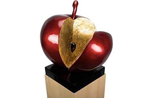KunstLoft® Skulptur Evas Apfel in 54x40x51cm | Moderne Kunststein-Figur | Apfel geschnitten Obst rot | Statue als Unikat - Handgefertigtes Kunstwerk | Schöne Wohnzimmer-Dekoration