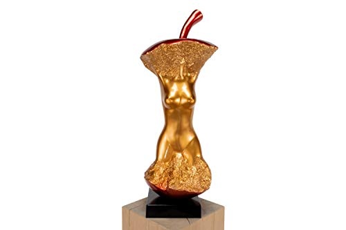 KunstLoft® Skulptur Forbidden Fruit 23x32x75cm | Moderne Kunststein-Figur | Apfel Deko Rot Gold | Statue als Unikat - Handgefertigtes Kunstwerk | Schöne Wohnzimmer-Dekoration
