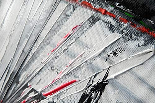 KunstLoft® Acryl Gemälde Riskantes Spiel 120x80cm | original handgemalte Leinwand Bilder XXL | Linien Abstrakt Rot Grau | Wandbild Acrylbild Moderne Kunst einteilig mit Rahmen