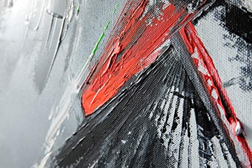 KunstLoft® Acryl Gemälde Riskantes Spiel 120x80cm | original handgemalte Leinwand Bilder XXL | Linien Abstrakt Rot Grau | Wandbild Acrylbild Moderne Kunst einteilig mit Rahmen