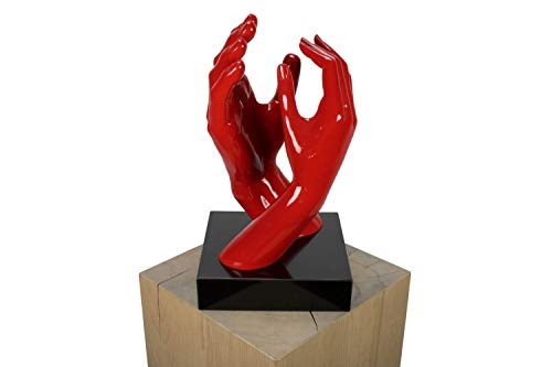 KunstLoft® Skulptur Im There for You in 41x21x21cm | Moderne Kunststein-Figur | Modern Fragment Hände Paar Rot | Statue als Unikat - Handgefertigtes Kunstwerk | Schöne Wohnzimmer-Dekoration