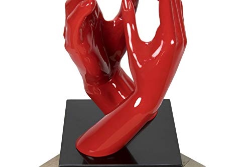 KunstLoft® Skulptur Im There for You in 41x21x21cm | Moderne Kunststein-Figur | Modern Fragment Hände Paar Rot | Statue als Unikat - Handgefertigtes Kunstwerk | Schöne Wohnzimmer-Dekoration