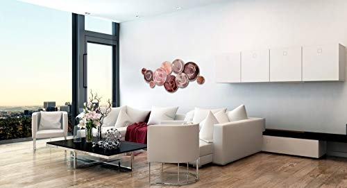 KunstLoft Extravagante Metall Wandskulptur Perlmuttglanz 120x60x6cm | Design Wanddeko XXL handgefertigt | Luxus Metallbild Wandrelief | Abstrakt Kreise Rot Rosa | Wandbild modern