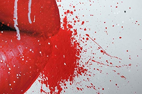 KunstLoft® Acryl Gemälde Beguiling Lips 120x80cm | original handgemalte Leinwand Bilder XXL | Mund Lippen Rot Weiß | Wandbild Acrylbild Moderne Kunst einteilig mit Rahmen
