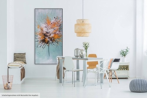 KunstLoft® XXL Gemälde Birth of a Star 100x200cm | original handgemalte Bilder | Abstrakt Grün Schwarz Orange | Leinwand-Bild Ölfarbegemälde einteilig groß | Modernes Kunst Ölfarbebild