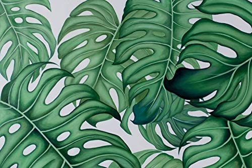 KunstLoft® XXL Gemälde Grüne Blätterpracht 200x150cm | original handgemalte Bilder | Blätter Exotisch Grün Weiß | Leinwand-Bild Ölgemälde einteilig groß | Modernes Kunst Ölbild