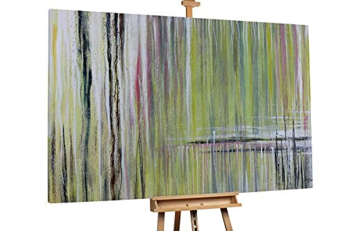 KunstLoft® XXL Gemälde Grüne Utopie 180x120cm | original handgemalte Bilder | Linien Abstrakt Grün Grau | Leinwand-Bild Ölgemälde einteilig groß | Modernes Kunst Ölbild