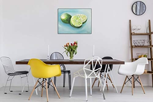 KunstLoft® Acryl Gemälde Make A Drink 80x60cm | original handgemalte Leinwand Bilder XXL | Modern Limette Blau Grün | Wandbild Acrylbild Moderne Kunst einteilig mit Rahmen