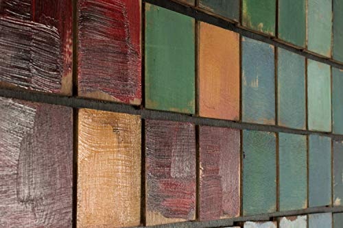 KunstLoft Extravagantes Holz Wandbild Farbenfrohe Pracht 100x75x5cm | Handgefertigte XXL Luxus Wandskulptur | Bild auf Holz Unikat | Abstrakt Rot Grün | Holzbild modern