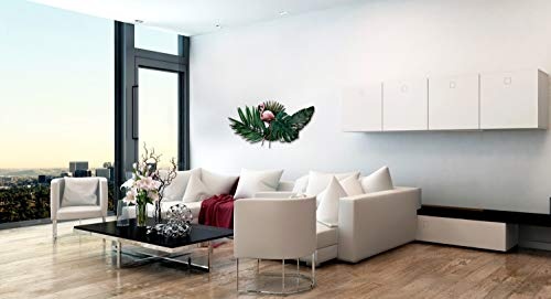 KunstLoft Extravagante Metall Wandskulptur Tropentanz 120x60x8cm | Design Wanddeko XXL handgefertigt | Luxus Metallbild Wandrelief | Modern Flamingo Blätter Grün Grün Rosa | Wandbild modern