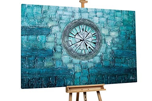KunstLoft XXL Gemälde Tor zur Zeit 180x120cm | Original handgemalte Bilder | Abstrakt Kreis Blau Grün | Leinwand-Bild Ölgemälde Einteilig groß | Modernes Kunst Ölbild