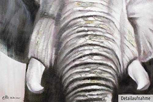 KunstLoft® Acryl Gemälde Aufbruch zur Freiheit 80x80cm | original handgemalte Leinwand Bilder XXL | Elefant Deko schwarz weiß Afrika | Wandbild Acrylbild moderne Kunst einteilig mit Rahmen