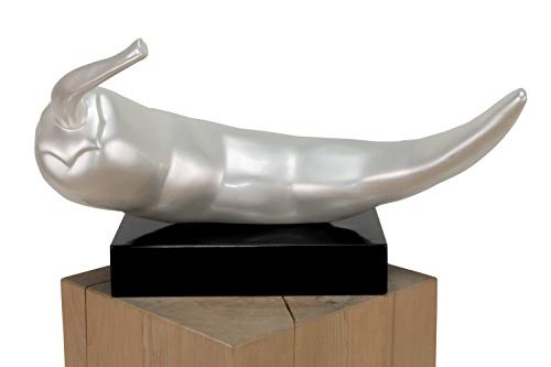 KunstLoft® Skulptur Mettlesome 53x42x27cm | Moderne Kunststein-Figur | Modern Chili Deko Weiß Schwarz | Statue als Unikat - Handgefertigtes Kunstwerk | Schöne Wohnzimmer-Dekoration