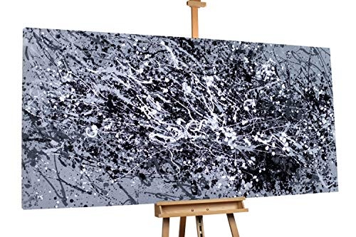 KunstLoft® XXL Gemälde Opposites attract 200x100cm | original handgemalte Bilder | Abstrakt Schwarz Weiß | Leinwand-Bild Ölgemälde einteilig groß | Modernes Kunst Ölbild