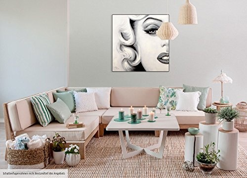 KunstLoft® Acryl Gemälde Facing Fame 80x80cm | original handgemalte Leinwand Bilder XXL | Marilyn Monroe Frau Schwarz-Weiß Gesicht | Wandbild Acrylbild moderne Kunst einteilig mit Rahmen