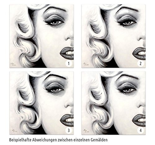 KunstLoft® Acryl Gemälde Facing Fame 80x80cm | original handgemalte Leinwand Bilder XXL | Marilyn Monroe Frau Schwarz-Weiß Gesicht | Wandbild Acrylbild moderne Kunst einteilig mit Rahmen