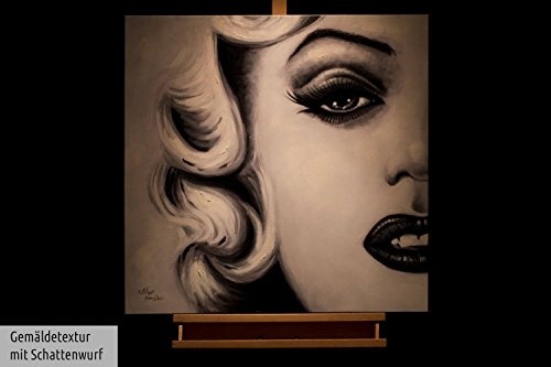 KunstLoft® Acryl Gemälde Facing Fame 80x80cm | original handgemalte Leinwand Bilder XXL | Marilyn Monroe Frau Schwarz-Weiß Gesicht | Wandbild Acrylbild moderne Kunst einteilig mit Rahmen